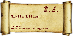 Mikits Lilian névjegykártya